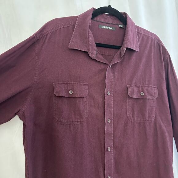 Saks Fifth Avenue Burgundy Button Up Long Sleeve Shirt Mens Size XXL - Picture 2 of 6